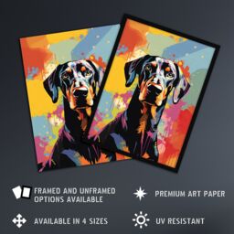 "Artery8 Wall Art Print Doberman Dog Lover Gift Pet Portrait Abstract Pop Artwork Painting Poster - Size: W18"" x H24""" - thumbnail 2