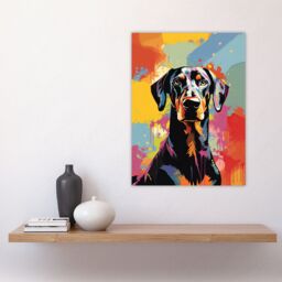 "Artery8 Wall Art Print Doberman Dog Lover Gift Pet Portrait Abstract Pop Artwork Painting Poster - Size: W18"" x H24""" - thumbnail 4