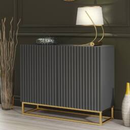 Mex Furniture LTD Sideboard Ripple 100cm - Dark Grey with Fluted Doors - thumbnail 5