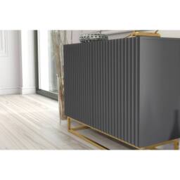Mex Furniture LTD Sideboard Ripple 100cm - Dark Grey with Fluted Doors - thumbnail 4