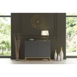 Mex Furniture LTD Sideboard Ripple 100cm - Dark Grey with Fluted Doors - thumbnail 2