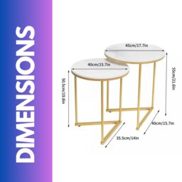 Pirlo Plush Set Of 2 Round Nesting Tables Gold With Triangular Base - thumbnail 6