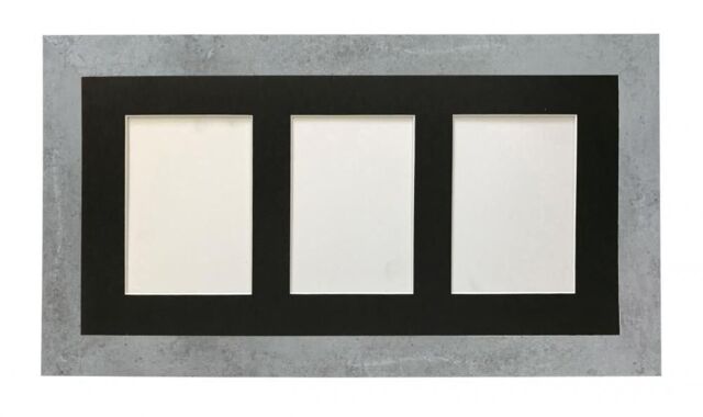 Frames & Mirrors 4U Metro Mineral Grey Frame with Black Mount for 3 Image Sizes 7 x 5 Inch in Mid Grey - image 1