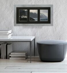 Frames & Mirrors 4U Metro Mineral Grey Frame with Black Mount for 3 Image Sizes 7 x 5 Inch in Mid Grey - thumbnail 4