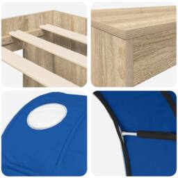 Berkfield Home Bed with Tunnel 3 pcs Artisian Oak & Blue Engineered Wood in Brown - thumbnail 9