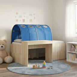 Berkfield Home Bed with Tunnel 3 pcs Artisian Oak & Blue Engineered Wood in Brown - thumbnail 1