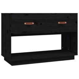 Berkfield Home TV Cabinet Black 90x40x60 cm Solid Wood Pine - Size: 90 x 40 x 60 cm - thumbnail 2