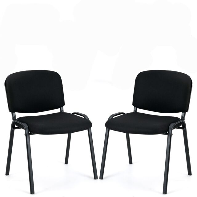 Gymax Set of 2 Waiting Room Chairs Stackable Reception Guest Chairs-Black in Black - Size: 2 Pack - image 1