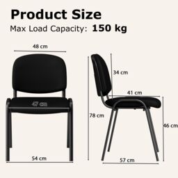 Gymax Set of 2 Waiting Room Chairs Stackable Reception Guest Chairs-Black in Black - Size: 2 Pack - thumbnail 2
