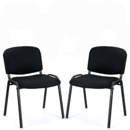 Gymax Set of 2 Waiting Room Chairs Stackable Reception Guest Chairs-Black in Black - Size: 2 Pack
