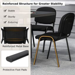 Gymax Set of 2 Waiting Room Chairs Stackable Reception Guest Chairs-Black in Black - Size: 2 Pack - thumbnail 9