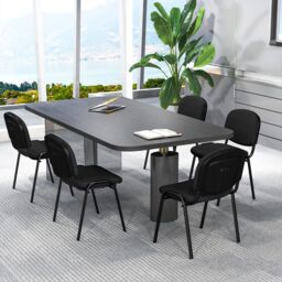 Gymax Set of 2 Waiting Room Chairs Stackable Reception Guest Chairs-Black in Black - Size: 2 Pack - thumbnail 5