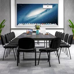 Gymax Set of 2 Waiting Room Chairs Stackable Reception Guest Chairs-Black in Black - Size: 2 Pack - thumbnail 8
