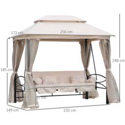OUTSUNNY 3 Seater Swing Chair Hammock Gazebo Patio Bench Outdoor in Beige - thumbnail 3