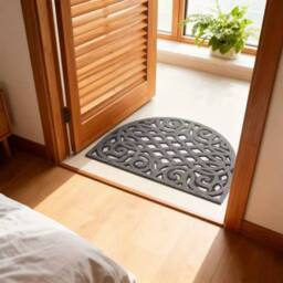 Nicoman Victorian Style Outdoor Half Moon Door Mat in Grey - Size: 45 cm x 75 cm - thumbnail 3