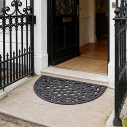 Nicoman Victorian Style Outdoor Half Moon Door Mat in Grey - Size: 45 cm x 75 cm - thumbnail 4