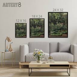 "Artery8 A Rose Garden Landscape Camille Pissarro Black Framed Canvas Wall Art - Size: W12"" x H16""" - thumbnail 4
