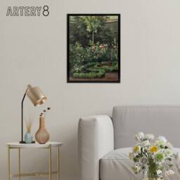 "Artery8 A Rose Garden Landscape Camille Pissarro Black Framed Canvas Wall Art - Size: W12"" x H16""" - thumbnail 3