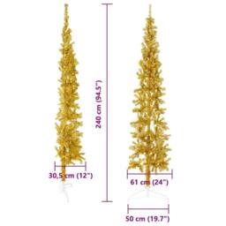 Berkfield Home Slim Artificial Half Christmas Tree with Stand Gold 240 cm - thumbnail 9