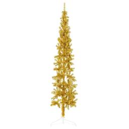 Berkfield Home Slim Artificial Half Christmas Tree with Stand Gold 240 cm - thumbnail 2