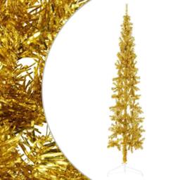 Berkfield Home Slim Artificial Half Christmas Tree with Stand Gold 240 cm - thumbnail 3