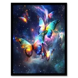 "Artery8 String Theory Cosmic Butterflies Space Starscape Framed Art Print - Size: W12"" x H16""" - thumbnail 1