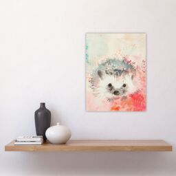 "Artery8 Adorable Watercolour Hedgehog Modern Light Pink Wall Art Print - Size: W24"" x H32""" - thumbnail 4