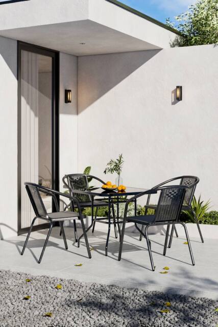 Garden Sanctuary 5Pcs Outdoor Garden Steel Dining Bistro Set in Black - image 1