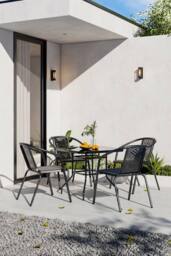 Garden Sanctuary 5Pcs Outdoor Garden Steel Dining Bistro Set in Black