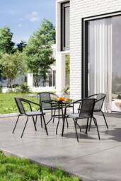Garden Sanctuary 5Pcs Outdoor Garden Steel Dining Bistro Set in Black - thumbnail 2