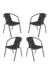 Garden Sanctuary 5Pcs Outdoor Garden Steel Dining Bistro Set in Black - thumbnail 4