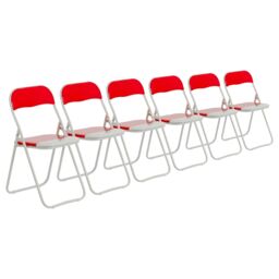 Harbour Housewares Coloured Padded Folding Chairs Pack of 6 in Red - thumbnail 1