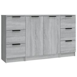 Berkfield Home Sideboards 3 pcs Grey Sonoma Engineered Wood - thumbnail 1