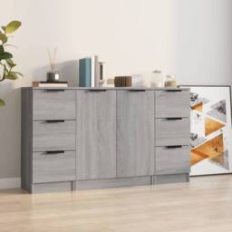 Berkfield Home Sideboards 3 pcs Grey Sonoma Engineered Wood - thumbnail 2