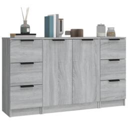 Berkfield Home Sideboards 3 pcs Grey Sonoma Engineered Wood - thumbnail 4