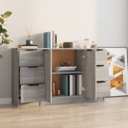 Berkfield Home Sideboards 3 pcs Grey Sonoma Engineered Wood - thumbnail 3