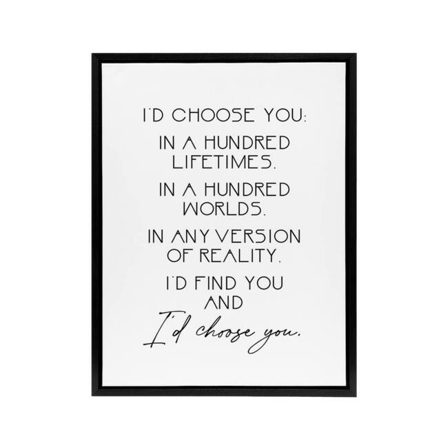 "Artery8 Would Choose You In Hundred Lifetimes Love Modern Framed Canvas Art in White - Size: W12"" x H16""" - image 1