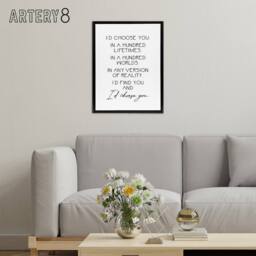 "Artery8 Would Choose You In Hundred Lifetimes Love Modern Framed Canvas Art in White - Size: W12"" x H16""" - thumbnail 3