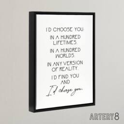 "Artery8 Would Choose You In Hundred Lifetimes Love Modern Framed Canvas Art in White - Size: W12"" x H16""" - thumbnail 2