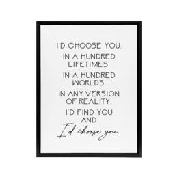 "Artery8 Would Choose You In Hundred Lifetimes Love Modern Framed Canvas Art in White - Size: W12"" x H16""" - thumbnail 1