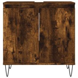 Berkfield Home 3 Piece Bathroom Cabinet Set Smoked Oak Engineered Wood in Brown - thumbnail 6