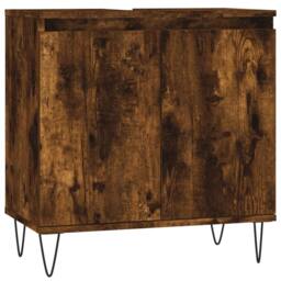 Berkfield Home 3 Piece Bathroom Cabinet Set Smoked Oak Engineered Wood in Brown - thumbnail 5