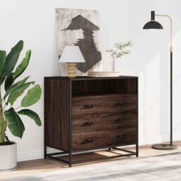 Berkfield Home Drawer Cabinet Brown Oak 70x41x70 cm Engineered Wood - Size: 70 x 41 x 70 cm - thumbnail 3