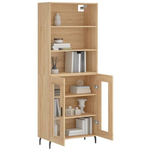 Berkfield Home Highboard Sonoma Oak 69.5x34x180 cm Engineered Wood in Light Tan - image 1