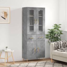 Berkfield Home Highboard Concrete Grey 69.5x34x180 cm Engineered Wood - thumbnail 2