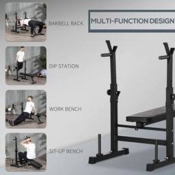 STILVORA Foldable Weight Bench with Adjustable Barbell Rack in Black - thumbnail 6
