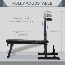 STILVORA Foldable Weight Bench with Adjustable Barbell Rack in Black - thumbnail 8