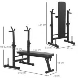 STILVORA Foldable Weight Bench with Adjustable Barbell Rack in Black - thumbnail 3
