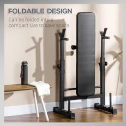 STILVORA Foldable Weight Bench with Adjustable Barbell Rack in Black - thumbnail 5