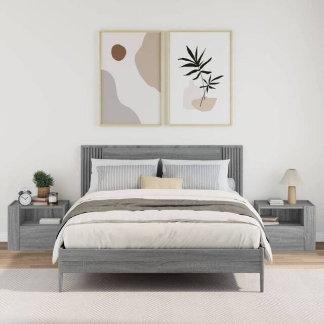 Berkfield Home Decorative Wall-mounted Bedside Cabinets 2 pcs Grey Sonoma 45x30x35 cm - Size: 45 x 30 x 35 cm - image 1
